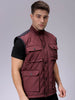 Men's Slim Fit Solid High Neck Puffer Jacket