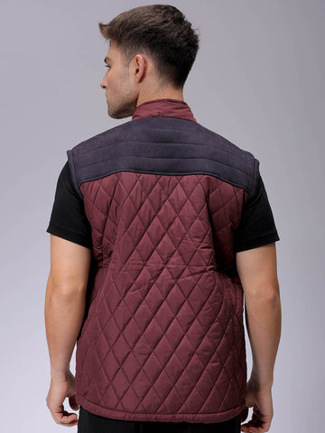 Men's Slim Fit Solid High Neck Puffer Jacket