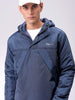 Men's Navy Blue Slim Fit Solid Hooded Jacket