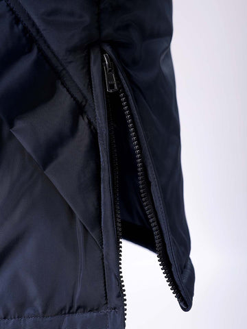 Men's Navy Blue Slim Fit Solid Hooded Jacket