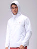 Men's White Slim Fit Solid Hooded Jacket