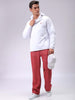 Men's White Slim Fit Solid Hooded Jacket