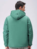 Men's Green Slim Fit Solid Hooded Jacket