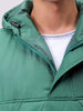 Men's Green Slim Fit Solid Hooded Jacket