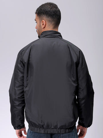 Men's Slim Fit Graphic Print High Neck Puffer Jacket