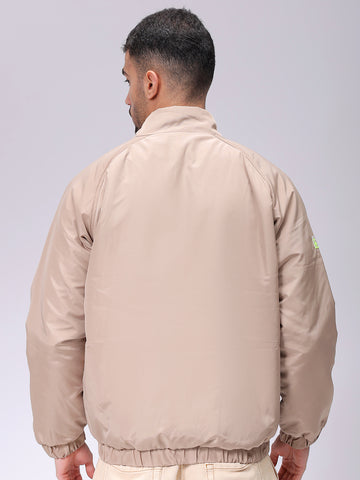 Men's Slim Fit Graphic Print High Neck Puffer Jacket