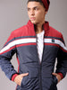Men's Navy Blue Slim Fit Colourblocked Jacket