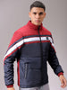 Men's Navy Blue Slim Fit Colourblocked Jacket