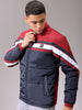 Men's Navy Blue Slim Fit Colourblocked Jacket