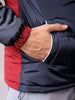 Men's Navy Blue Slim Fit Colourblocked Jacket