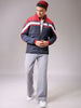 Men's Navy Blue Slim Fit Colourblocked Jacket