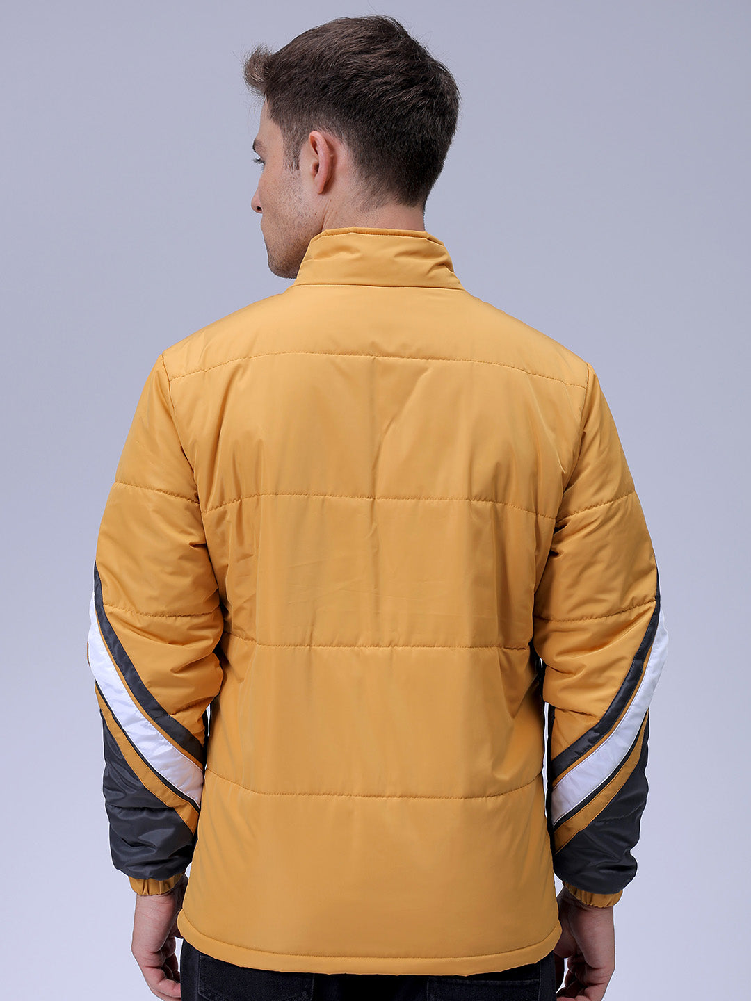 Men's Grey Slim Fit Colourblocked Jacket