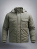 Men's Olive Slim Fit Solid Hooded Jacket