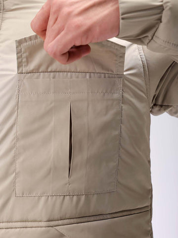 Men's Beige Slim Fit Solid Hooded Jacket