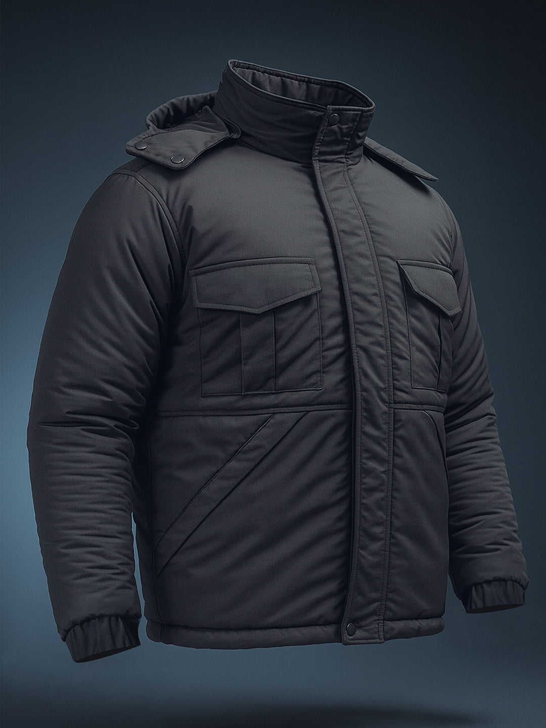 Men's Black Slim Fit Solid Casual Jacket