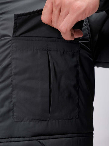 Men's Black Slim Fit Solid Hooded Jacket