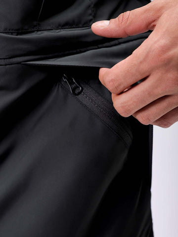 Men's Black Slim Fit Solid Hooded Jacket