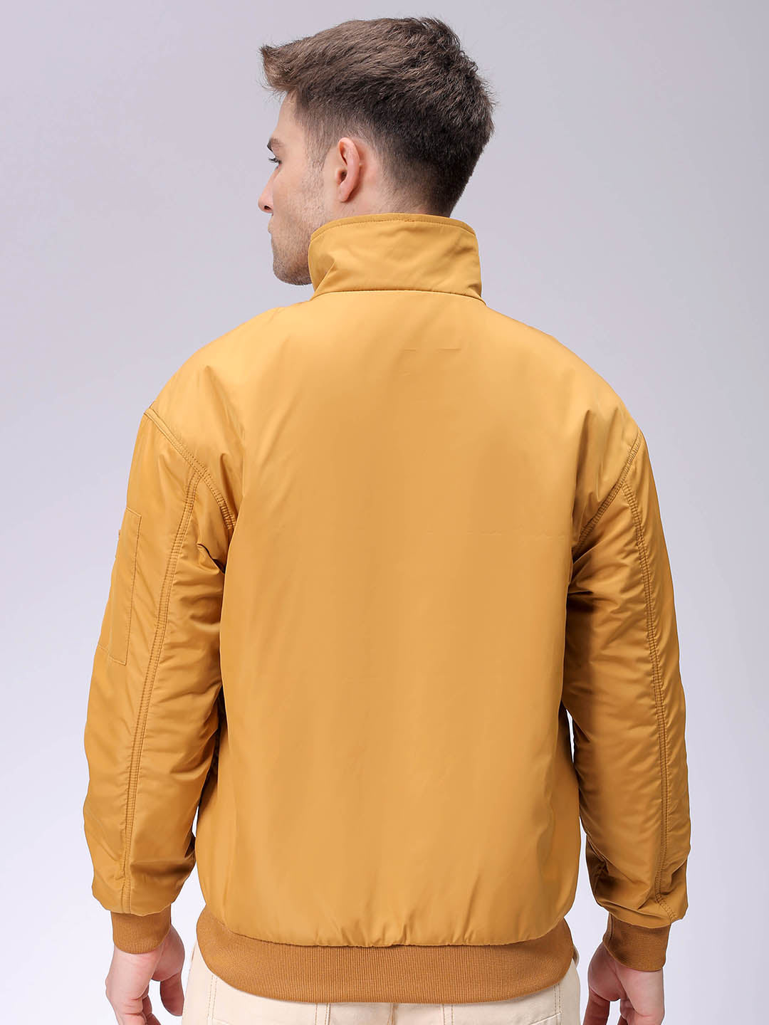 Men's Mustard Slim Fit Solid Jacket