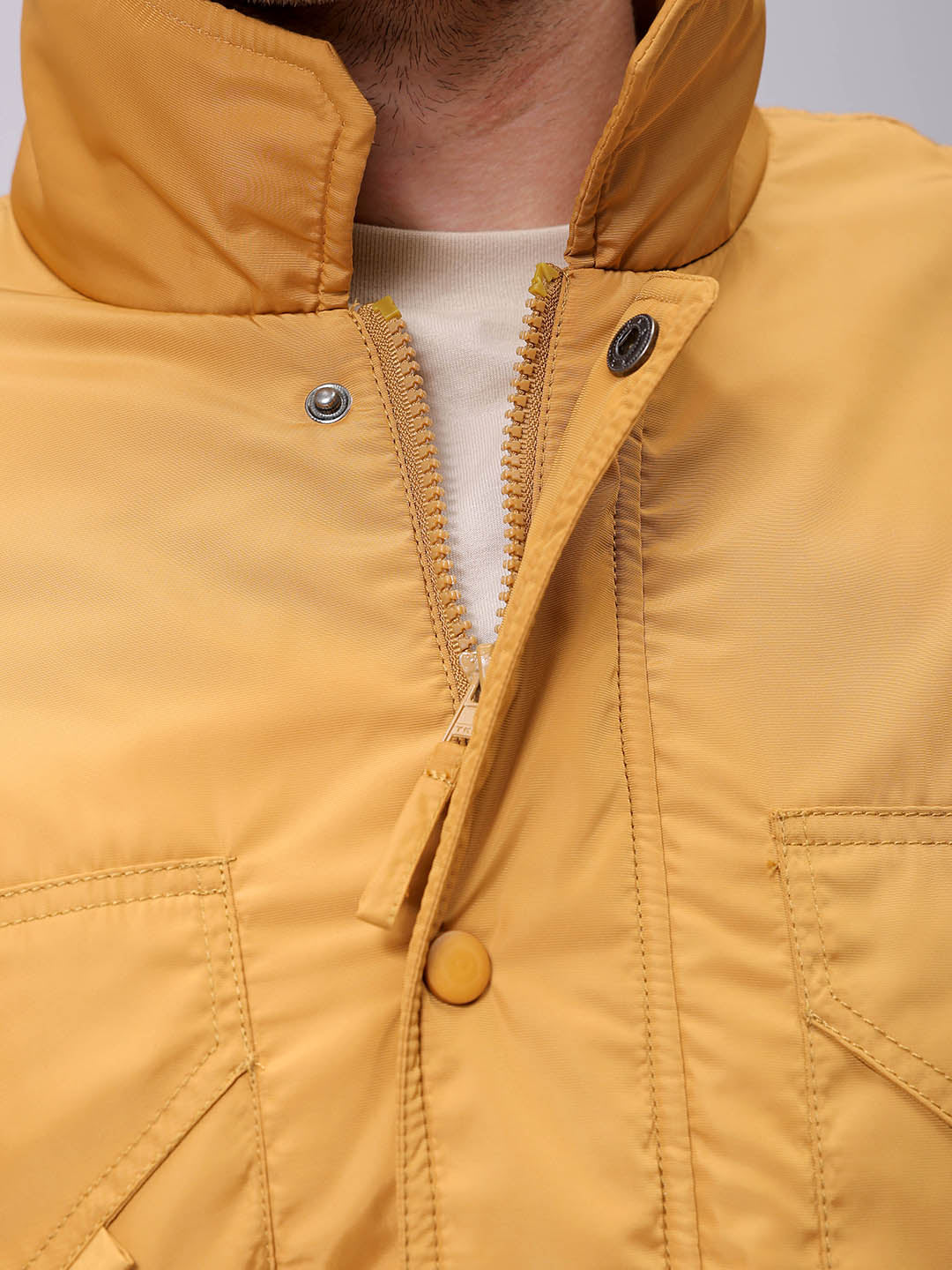 Men's Mustard Slim Fit Solid Jacket