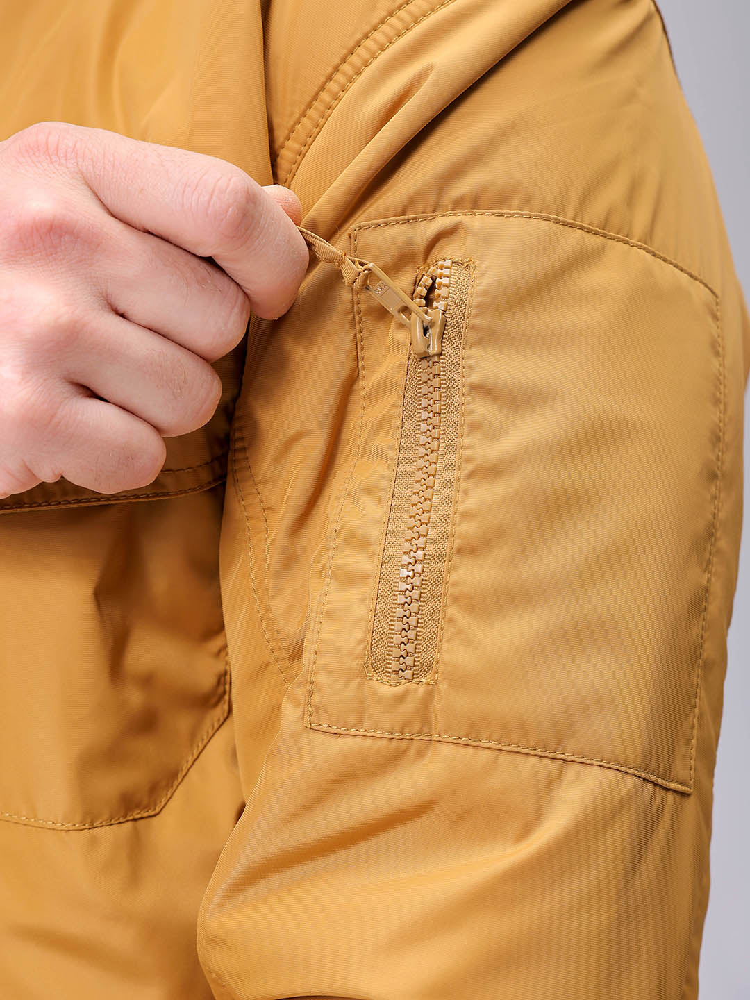 Men's Mustard Slim Fit Solid Jacket