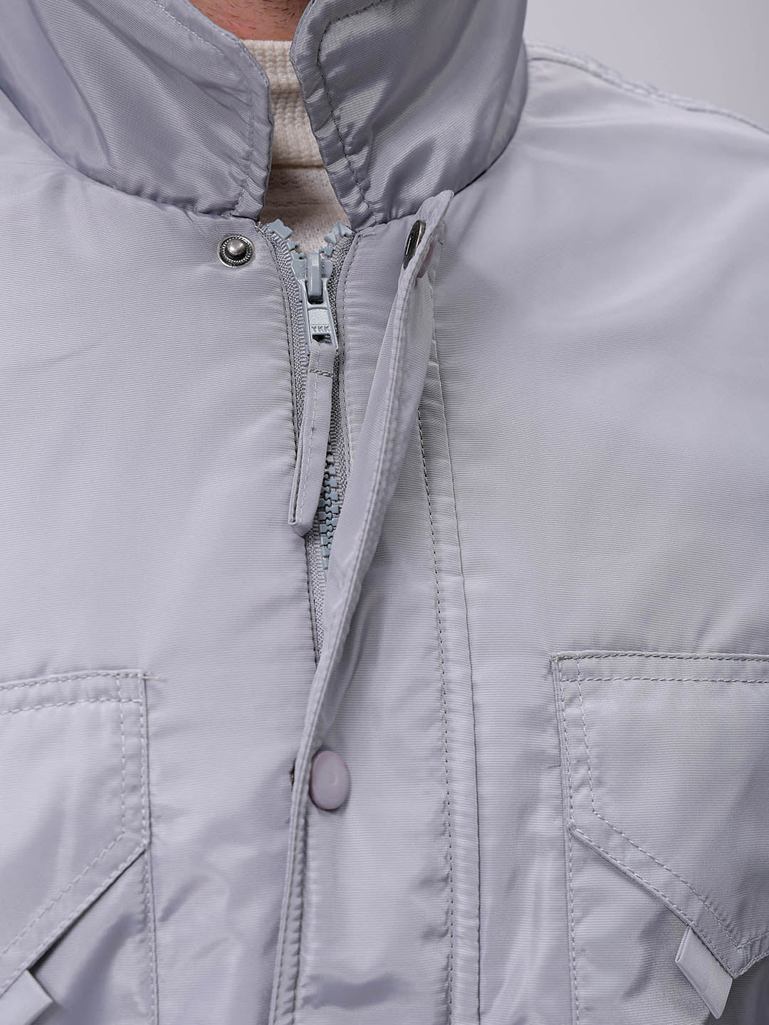 Men's Grey Slim Fit Solid Jacket