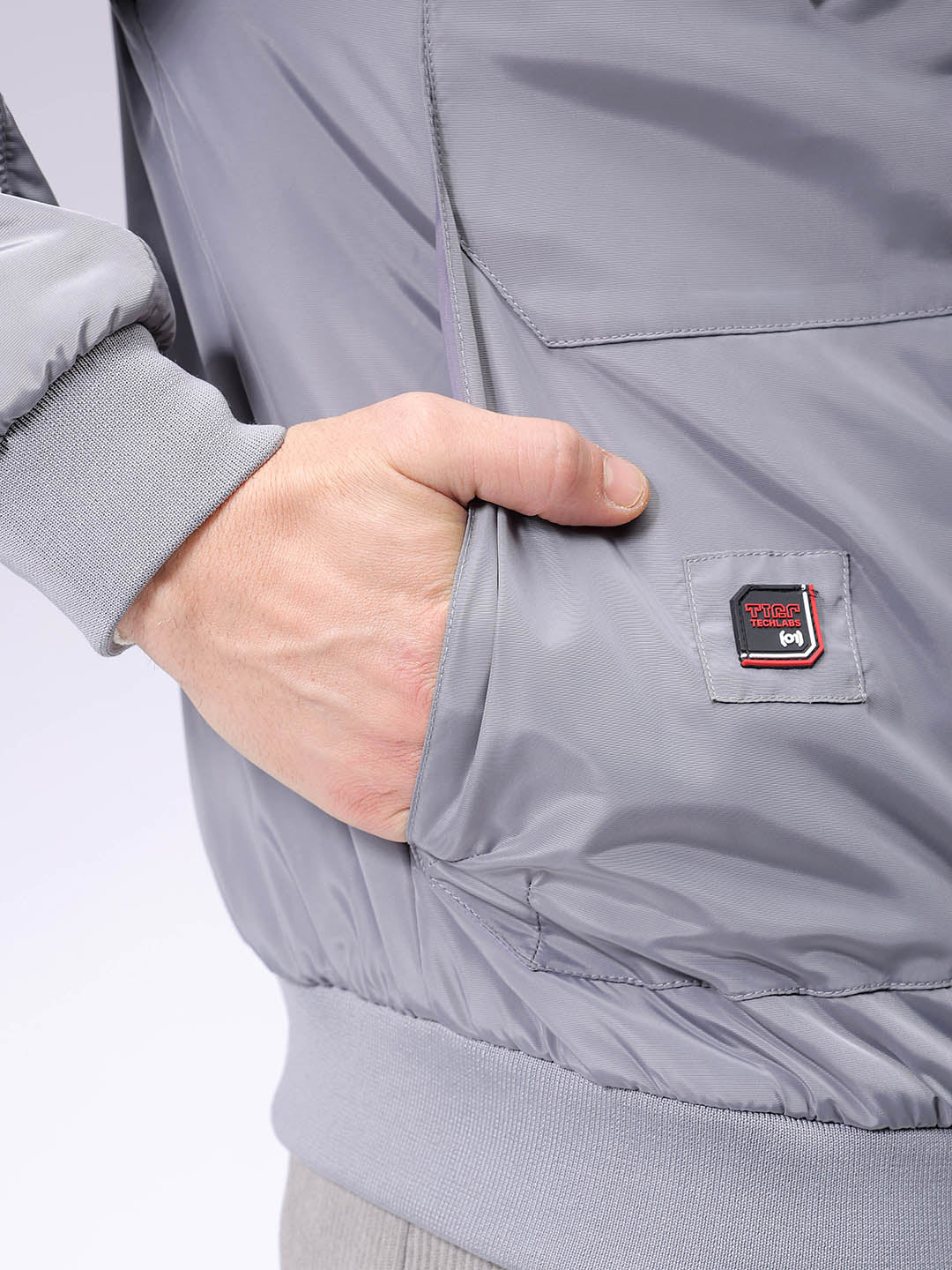 Men's Grey Slim Fit Solid Jacket