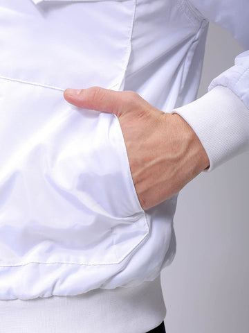 Men's White Slim Fit Solid Jacket
