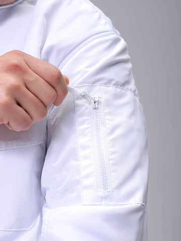 Men's White Slim Fit Solid Jacket