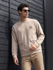 Men's Chalk Relaxed Fit Solid Street Wear Sweatshirts