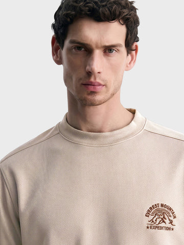 Men's Chalk Relaxed Fit Solid Street Wear Sweatshirts