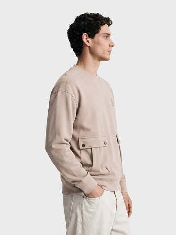 Men's Chalk Relaxed Fit Solid Street Wear Sweatshirts