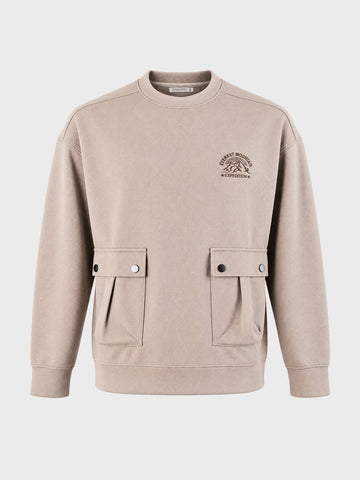 Men's Chalk Relaxed Fit Solid Street Wear Sweatshirts