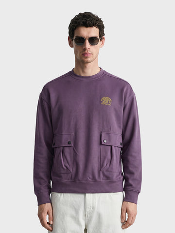 Men's Dusted Grape Relaxed Fit Solid Street Wear Sweatshirts