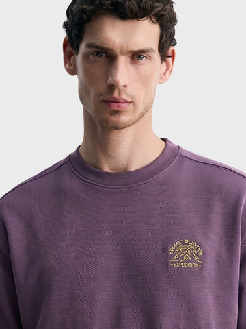 Men's Dusted Grape Relaxed Fit Solid Street Wear Sweatshirts