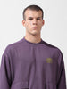 Men's Purple Relaxed Fit Textured Street Sweatshirt