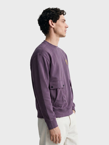 Men's Dusted Grape Relaxed Fit Solid Street Wear Sweatshirts