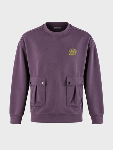Men's Dusted Grape Relaxed Fit Solid Street Wear Sweatshirts