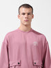 Men's Brown Relaxed Fit Textured Street Sweatshirt