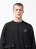 Men's Black Relaxed Fit Textured Street Sweatshirt