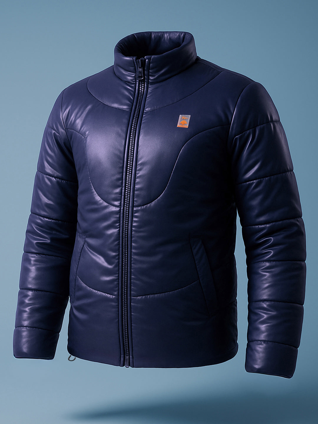 Men's Blue Slim Fit Solid Jacket