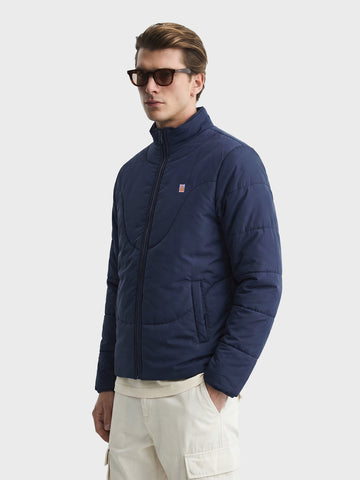 Men's Blue Slim Fit Solid Casual Jacket