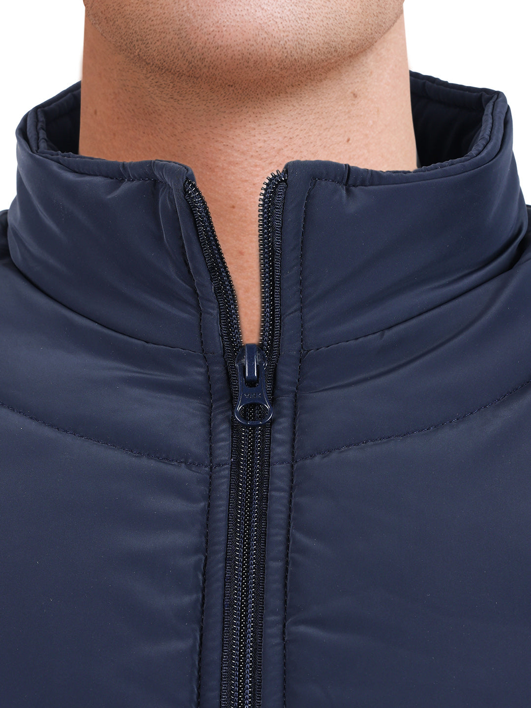 Men's Blue Slim Fit Solid Casual Jacket