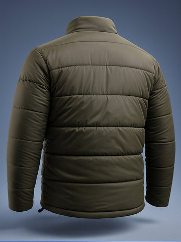 Men's Olive Slim Fit Solid Jacket