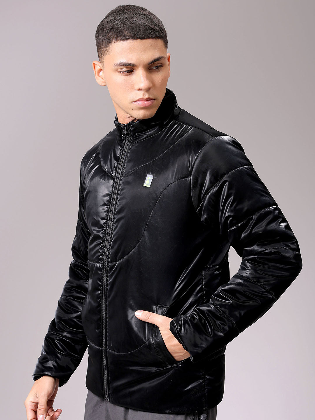 Men's Black Slim Fit Solid Jacket