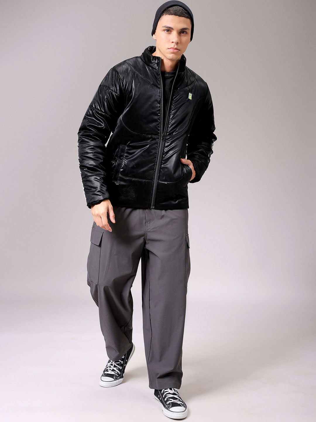 Men's Black Slim Fit Solid Jacket