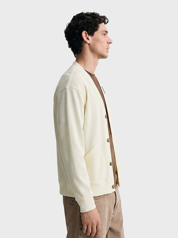 Men's Off White Oversized Fit Textured Casual Sweatshirts