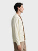 Men's Off White Oversized Fit Textured Casual Sweatshirts