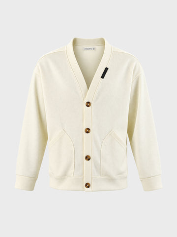 Men's Off White Oversized Fit Textured Casual Sweatshirts