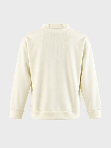 Men's Off White Oversized Fit Textured Casual Sweatshirts