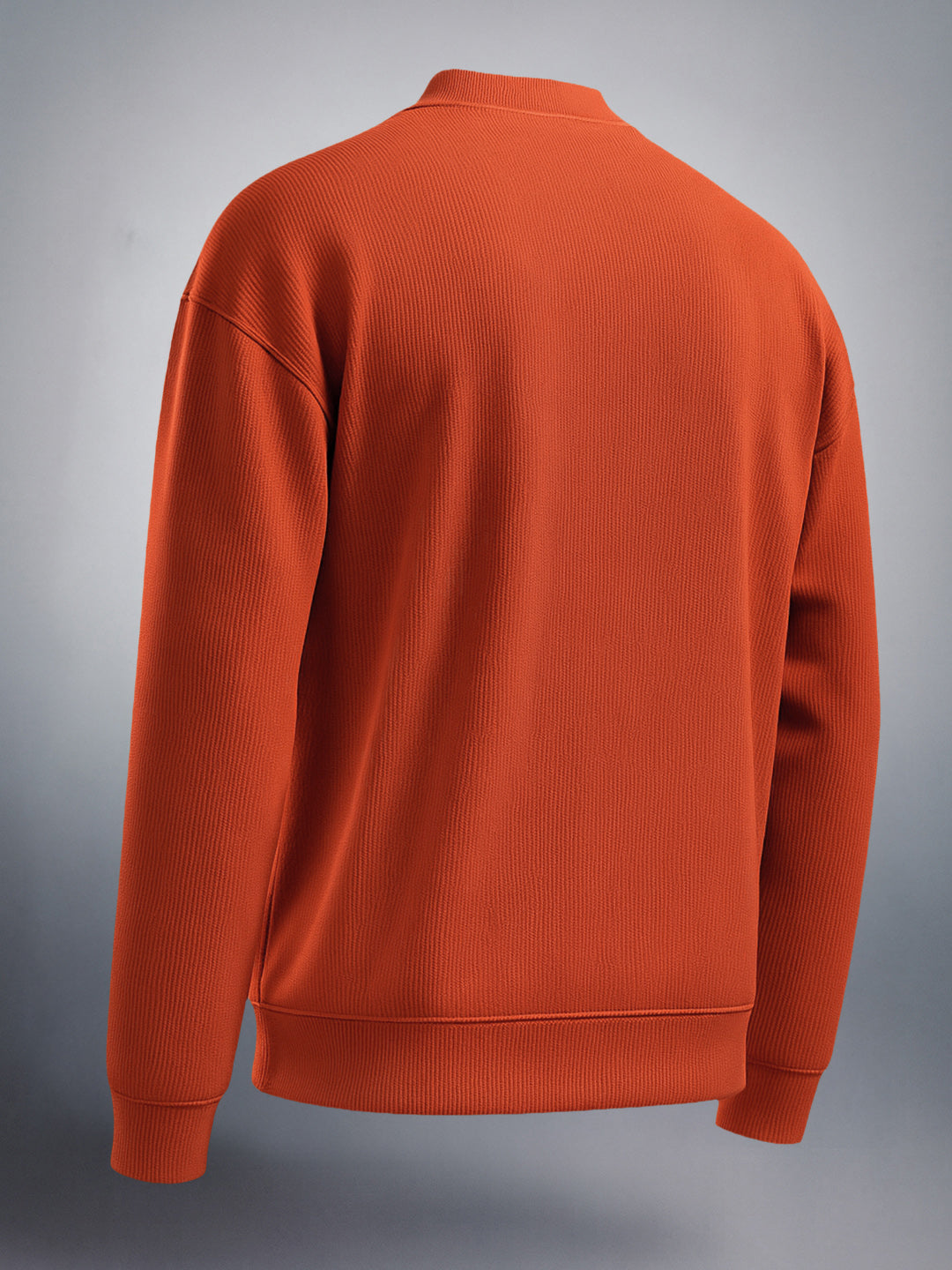 Men's Rust Oversized Fit Textured Casual Sweatshirt
